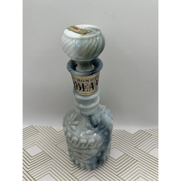Vintage 1969 Jim Beam Bonded Gray Marble Swirl Milk Glass Decanter Bottle MCM - Picture 2 of 5